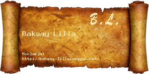 Baksay Lilla névjegykártya